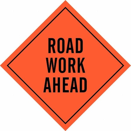 Roll-Up Road Construction Sign, 48 In H, 48 In W, Mesh, Diamond, English, 57021