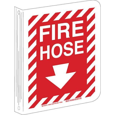 Fire Hose Sign,12 X 9In,White/Red