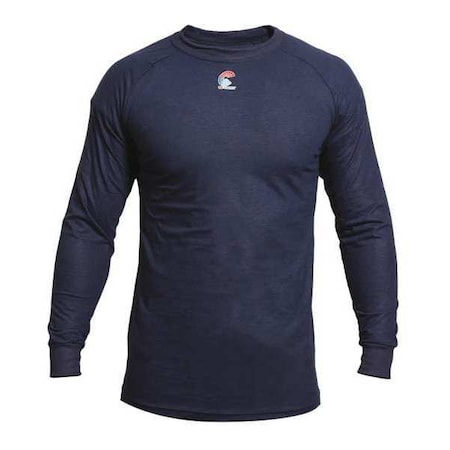 Flame Resistant Crewneck Shirt, Navy, Modacrylic, 2XL