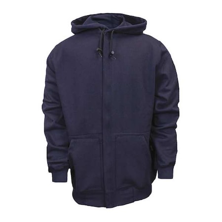 Flame Resistant Hooded Sweatshirt, Navy, UltraSoft(R) Fleece, XL