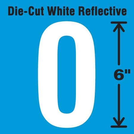 Die-Cut Reflective Number Label,0,6In H