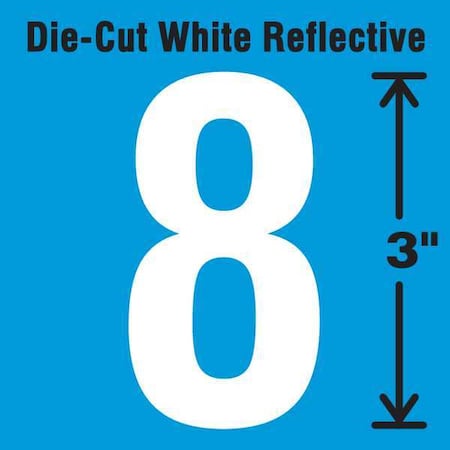 Die-Cut Refl. Number Label,8,3In H,PK5