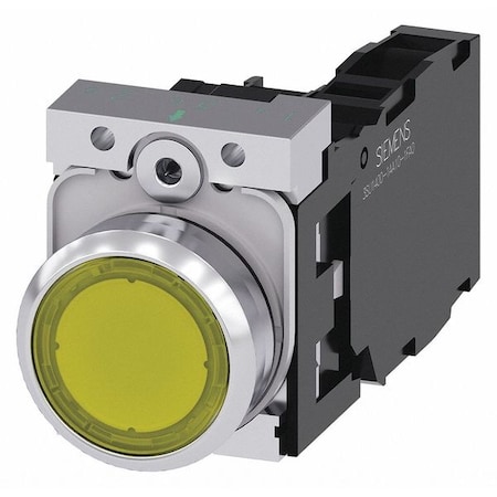 Illuminated Push Button,Yellow,22mm,LED