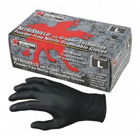 Disposable Gloves, Nitrile, Powder Free, Black, 100 PK