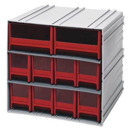 Parts Cabinet With Drawers With 10 Drawers, Polypropylene, 11-3/4 In W X 11-3/8 In D