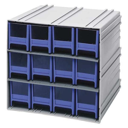 Parts Cabinet With Drawers With 12 Drawers, Polypropylene, 11-3/4 In W X 11-3/8 In D