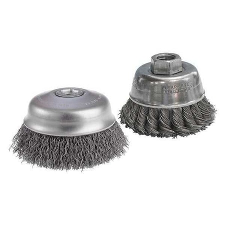 Cup Brush,2-3/4,Crmp,.014,SS,5/8-11 AH