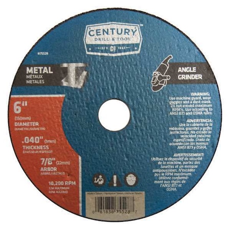 Metal Cutting Wheel,6x.040 In.,Type 1A