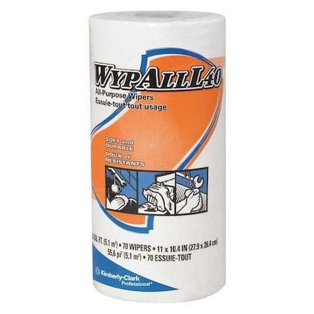 All-Purpose Wipers Roll,PK70, White, DRC (Double Re-Creped), 11 X 10.4