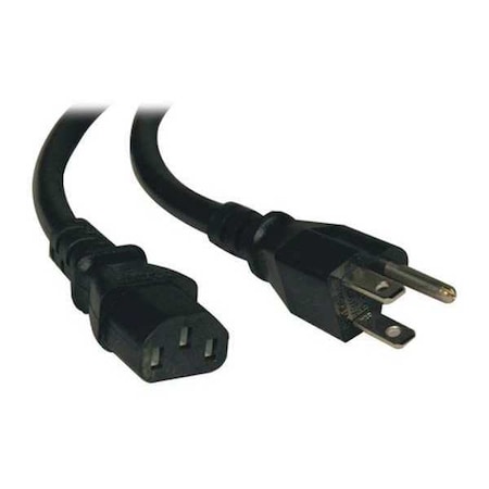 Power Cord, 5-15P To C13, 13A, 16AWG, 2ft