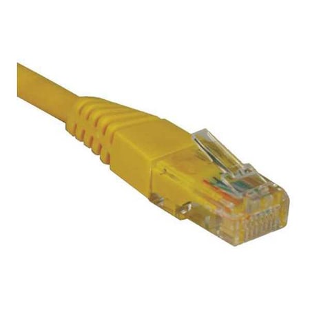 Cat5e Cable,Molded,RJ45 M/M,Yellow,1ft
