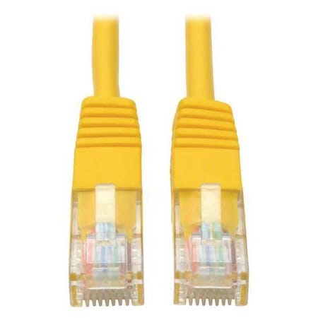 Cat5e Cable,Molded,RJ45 M/M,Yellow,10ft