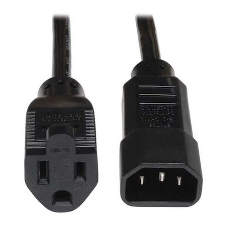 Power Cord, C14 To 5-15R, 10A, 18AWG, 2ft