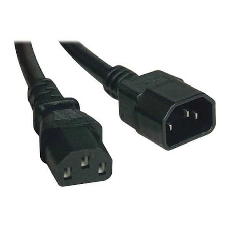 Power Cord, C14 To C13, 10A, 18AWG, 2ft, Max. Amps: 10