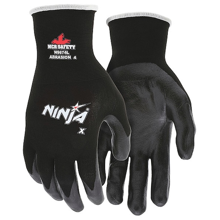 Bi-Polymer Coated Gloves, Palm Coverage, Black, S, PR