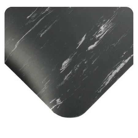 Tile Top Mat, Charcoal, 12 Ft. L X 4 Ft. W, PVC Surface With PVC Sponge, Marble Surface Pattern