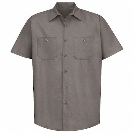 Mens Ss Gray Poplin Work Shirt,XL