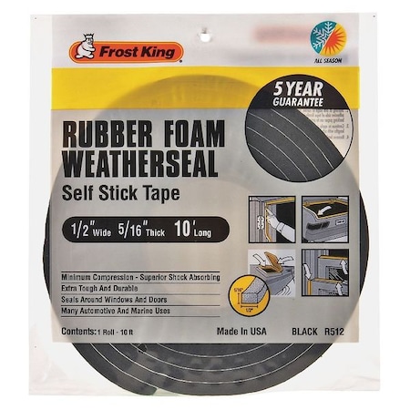 Spnge Rubber Foam Tape,1/2Inx10 Ft,8 Mil