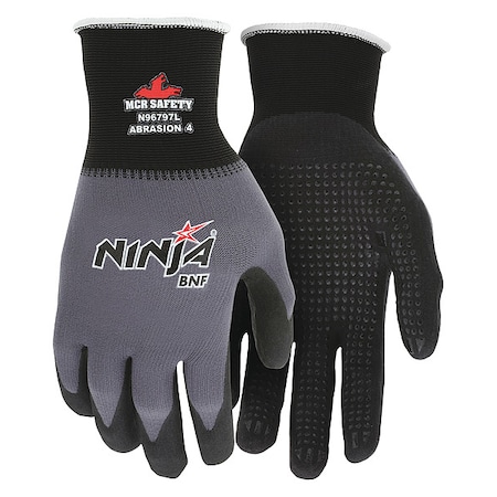 Foam Nitrile Coated Gloves, Palm Coverage, Black/Gray, XL, PR