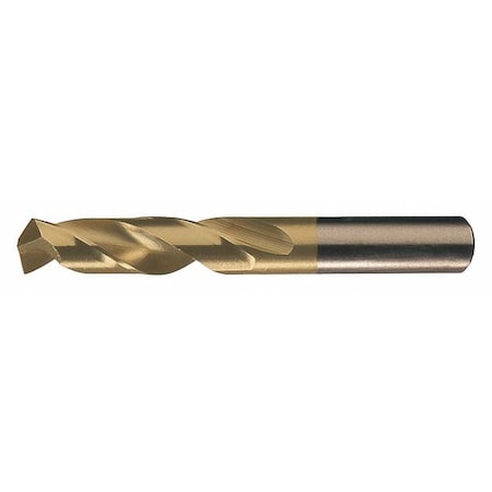 Screw Machine Drill Bit, 3/8 In Size, 135  Degrees Point Angle, Cobalt, TiN Finish, Straight Shank
