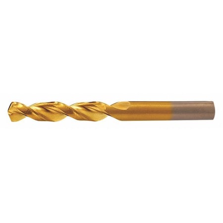 Screw Machine Drill Bit, 7/16 In Size, 135  Degrees Point Angle, Cobalt, TiN Finish, Straight Shank