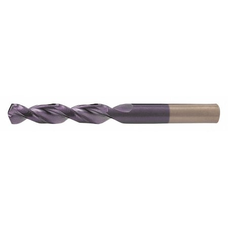 Screw Machine Drill Bit, O Size, 135  Degrees Point Angle, Cobalt, TiAlN Finish, Straight Shank