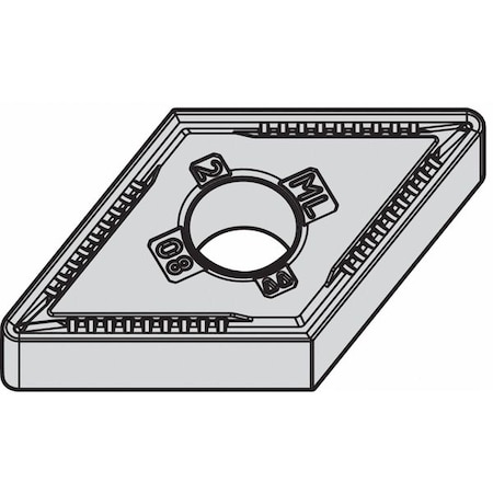 Diamond Turning Insert, Diamond, 3/8 In, DNMG, 55  Degrees, 1/32 In, Carbide