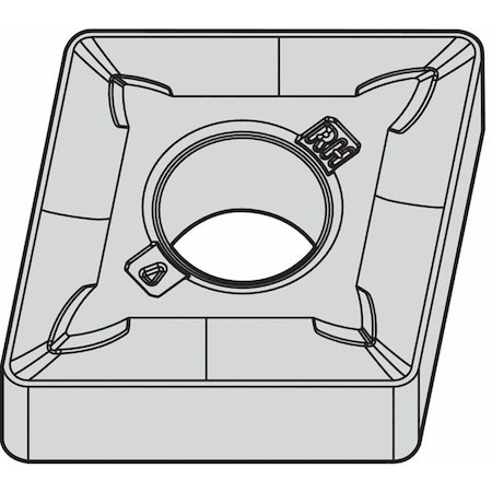 Diamond Turning Insert, Diamond, 1/2 In, CNMG, 80  Degrees, 1/32 In, Carbide