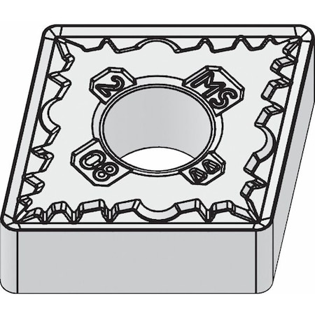 Diamond Turning Insert, Diamond, 1/2 In, CNMG, 80  Degrees, 1/64 In, Carbide