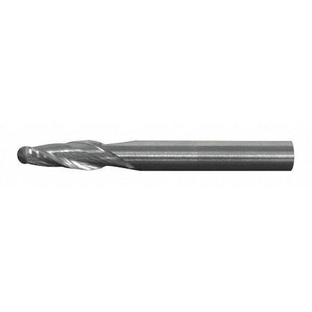 2-Flute HSS Miniature Ball Nose Single End Mill Cleveland HMG-2B Bright 1/32x3/16x0.0938x1-1/2