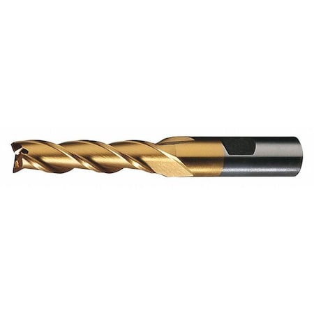 3-Flute HSS Center Cutting Square Single End Mill Cleveland HG-3-TN TiN 13/32x1/2x1-3/4x3-3/4