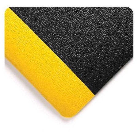 Soft Step Floor Mat, Black/Yellow, 16 Ft. L X 3 Ft. W, PVC Blown Sponge, Pebble Surface Pattern