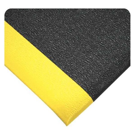 Ultra-Tred ArmorCote Mat, Black/Yellow, 17 Ft. L X 3 Ft. W, Polyurethane Coating Over PVC Sponge