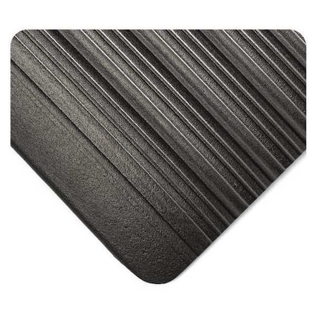 Tuf Sponge Mat, Black, 17 Ft. L X 4 Ft. W, PVC Sponge, Ribbed Surface Pattern, 3/8 Thick