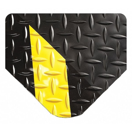 Diamond-Plate Spongecote Mat, Black/Yellow, 24 Ft. L X 3 Ft. W, Diamond Plate Surface Pattern