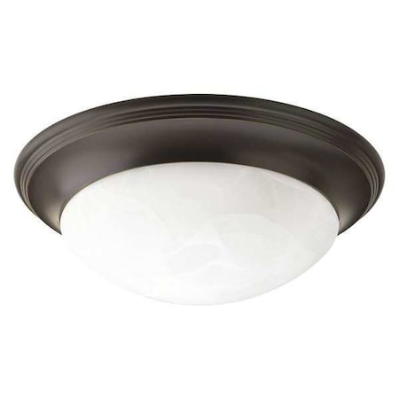 Alabaster Glass 1-Light Flush Mount, 60 W, Antique Bronze