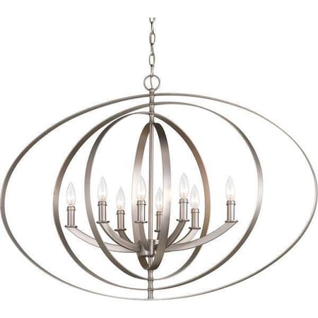 Equinox 8-Light Oval Pendant., 60 W, Burnished Silver