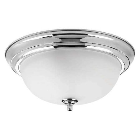 Dome Glass 2-Light Flush Mount, 75 W, Polished Chrome