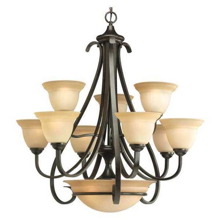 Torino 9-Light 2-Tier Chandelier, 100 W, Forged Bronze