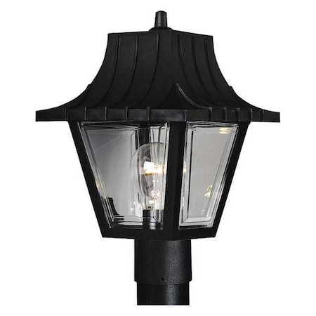Mansard 1-Light Post Lantern, 60 W, Textured Black