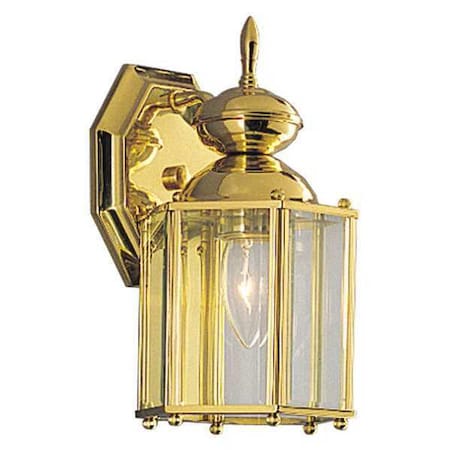 BrassGUARD Small 1-Light Wall Lantern, 100 W, Polished Brass