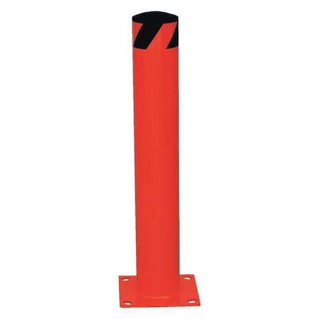 Steel Pipe Safety Bollard,42 X 4-1/2,Red
