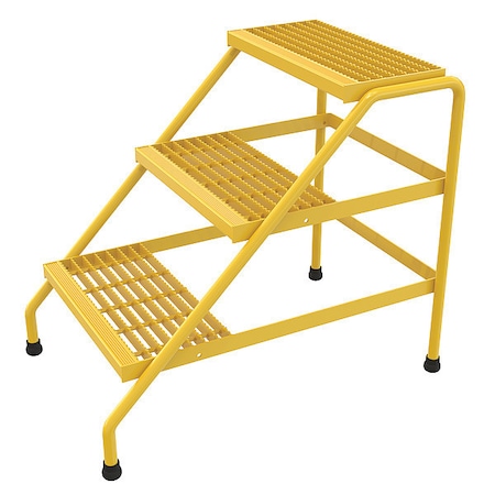 3 Step Yellow Welded Aluminum Step Stand 500 Lb. Capacity