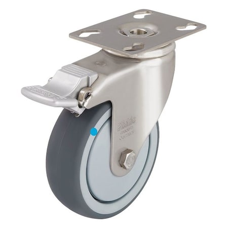 Swivel Plate Caster,Therm Rubber,4 In,242 Lb