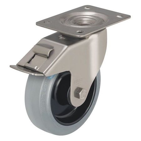 Swivel Plate Caster,Rubber,4 In.,330 Lb,Gry