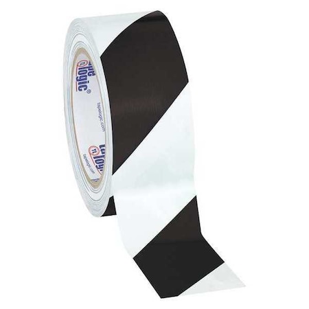 Tape Logic® Striped Vinyl Tape, 7.0 Mil, 2 X 36 Yds., Black/White, 24/Case