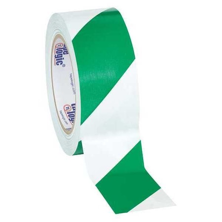 Tape Logic® Striped Vinyl Tape, 7.0 Mil, 2 X 36 Yds., Green/White, 3/Case