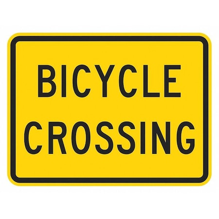 Bicycle Crossing Traffic Sign, 12 In H, 18 In W, Aluminum, Horizontal Rectangle,T1-1550-EG_18x12