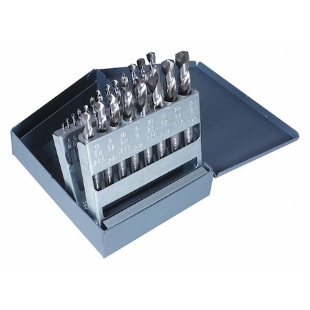 21PC NAS907 Type C Heavy-Duty Screw Machine Dril Set Cleveland 2330 Bright HSS RHS/RHC 1/16-3/8x1/64