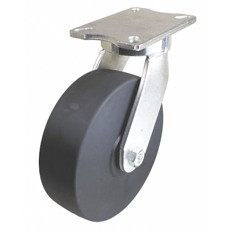 Plate Caster,5400 Lb. Load,Black Wheel